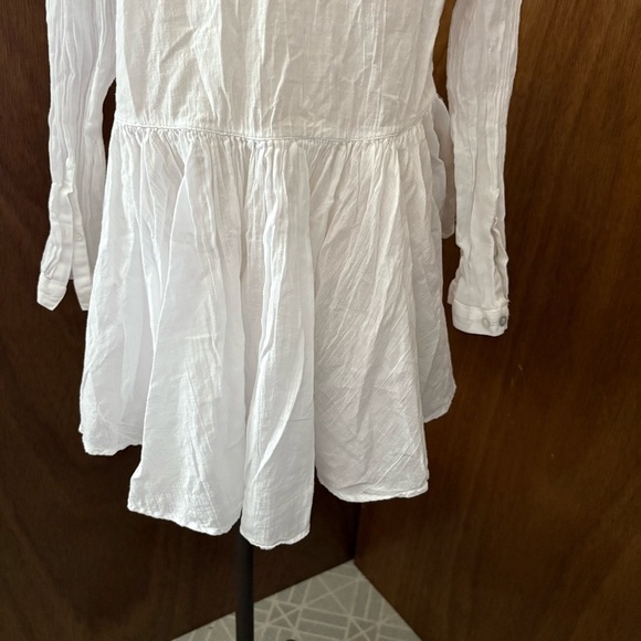 H&M CONSCIOUS Collection sz 8 High Low Shirt Fishtail White 3/4 Sleeve - Picture 7 of 12